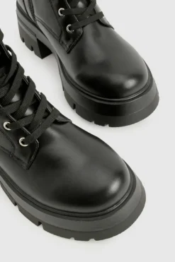 Chunky Boots|Biker Boots*boohoo Wide Fit Chunky Lace Up Hiker Boots black
