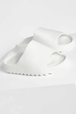 Sandals*boohoo Wide Fit Chunky Sliders white