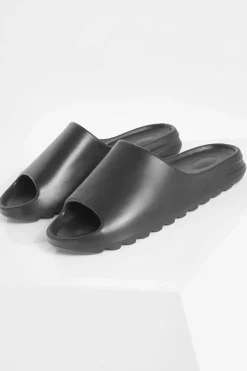 Sandals*boohoo Wide Fit Chunky Sliders black