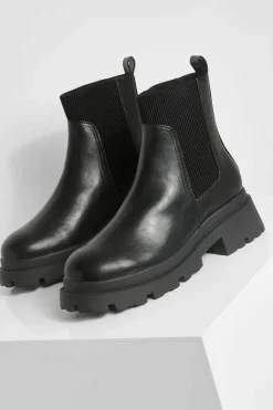 Chunky Boots|All Boots*boohoo Wide Fit Chunky Sole Chelsea Boots black