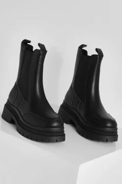 Chunky Boots|All Boots*boohoo Wide Fit Chunky Wave Sole Chelsea Boots black