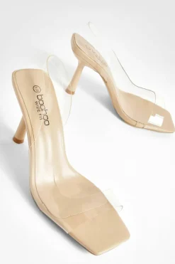 Heels*boohoo Wide Fit Clear Slingback Heels nude