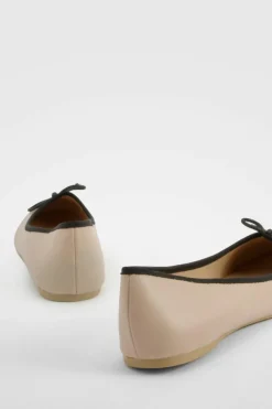Ballet Flats|Flats*boohoo Wide Fit Contrast Bow Detail Ballets nude