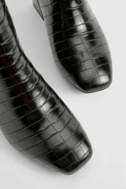 Heels|Over The Knee Boots*boohoo Wide Fit Croc Block Knee High Boots black