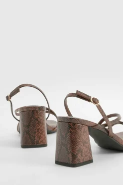 Heels*boohoo Wide Fit Croc Mid Block Slingback 2 Part Heels chocolate