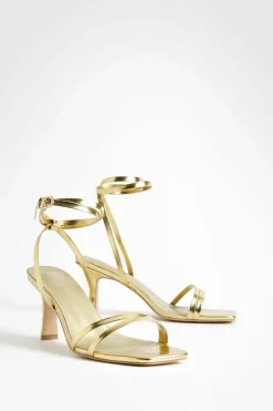 Heels*boohoo Wide Fit Double Strap Flat Heel Sandals gold
