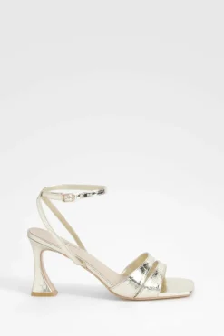 Heels*boohoo Wide Fit Double Strap Flare Heel 2 Part gold