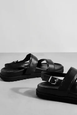 Sandals*boohoo Wide Fit Double Strap Sandals black