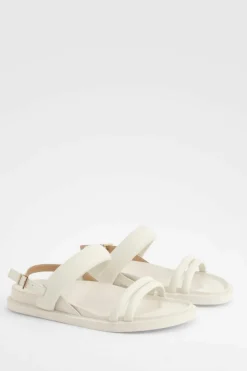 Sandals*boohoo Wide Fit Double Strap Slingback Dad Sandals ecru