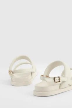 Sandals*boohoo Wide Fit Double Strap Slingback Dad Sandals ecru