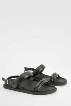 Sandals*boohoo Wide Fit Double Strap Slingback Dad Sandals black