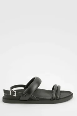 Sandals*boohoo Wide Fit Double Strap Slingback Dad Sandals black