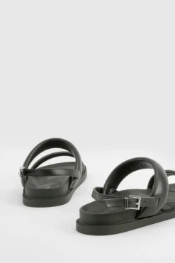 Sandals*boohoo Wide Fit Double Strap Slingback Dad Sandals black