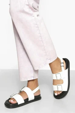 Sandals*boohoo Wide Fit Double Strap Sporty Dad Sandal white