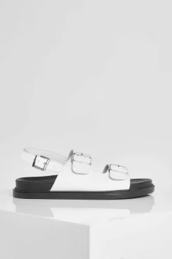 Sandals*boohoo Wide Fit Double Strap Sporty Dad Sandal white