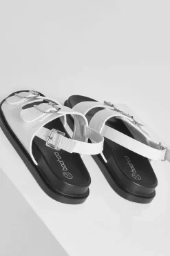 Sandals*boohoo Wide Fit Double Strap Sporty Dad Sandal white
