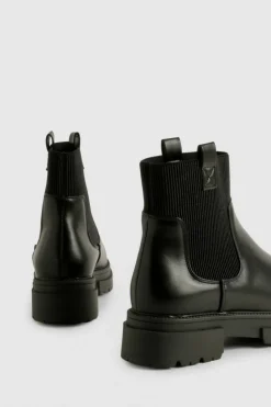 Chunky Boots|All Boots*boohoo Wide Fit Double Tab Detail Chunky Chelsea Boots black