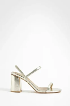 Heels*boohoo Wide Fit Elasticated 2 Part Block Heels gold