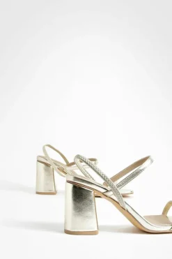 Heels*boohoo Wide Fit Elasticated 2 Part Block Heels gold