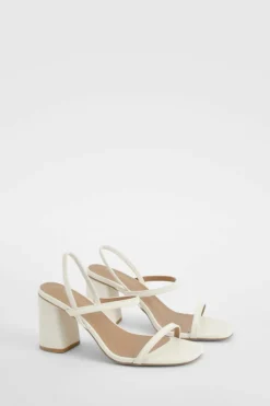Heels*boohoo Wide Fit Elasticated 2 Part Block Heels white