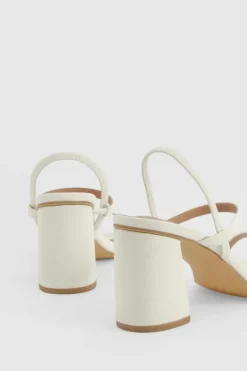Heels*boohoo Wide Fit Elasticated 2 Part Block Heels white