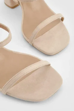 Heels*boohoo Wide Fit Elasticated 2 Part Block Heels nude