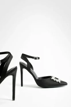 Heels*boohoo Wide Fit Embellished 2 Part Court Shoes black