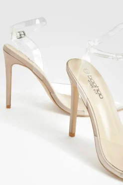 Heels*boohoo Wide Fit Embellished 2 Part Court Shoes clear