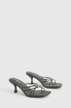 Heels*boohoo Wide Fit Embellished Heart Heeled Mules black