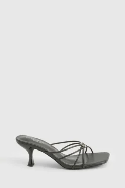 Heels*boohoo Wide Fit Embellished Heart Heeled Mules black