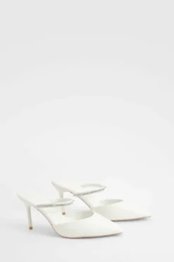 Heels*boohoo Wide Fit Embellished Heeled Mules ecru