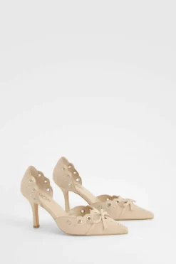 Heels*boohoo Wide Fit Eyelet Two Part Court Shoes nude