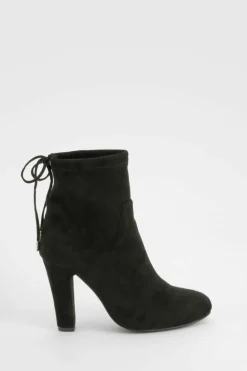 Heels|Heeled Boots*boohoo Wide Fit Faux Suede Ankle Detail Block Heeled Boots black