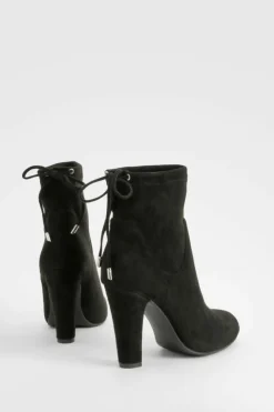 Heels|Heeled Boots*boohoo Wide Fit Faux Suede Ankle Detail Block Heeled Boots black