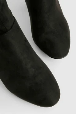 Heels|Over The Knee Boots*boohoo Wide Fit Faux Suede Block Heel Knee High Boots black