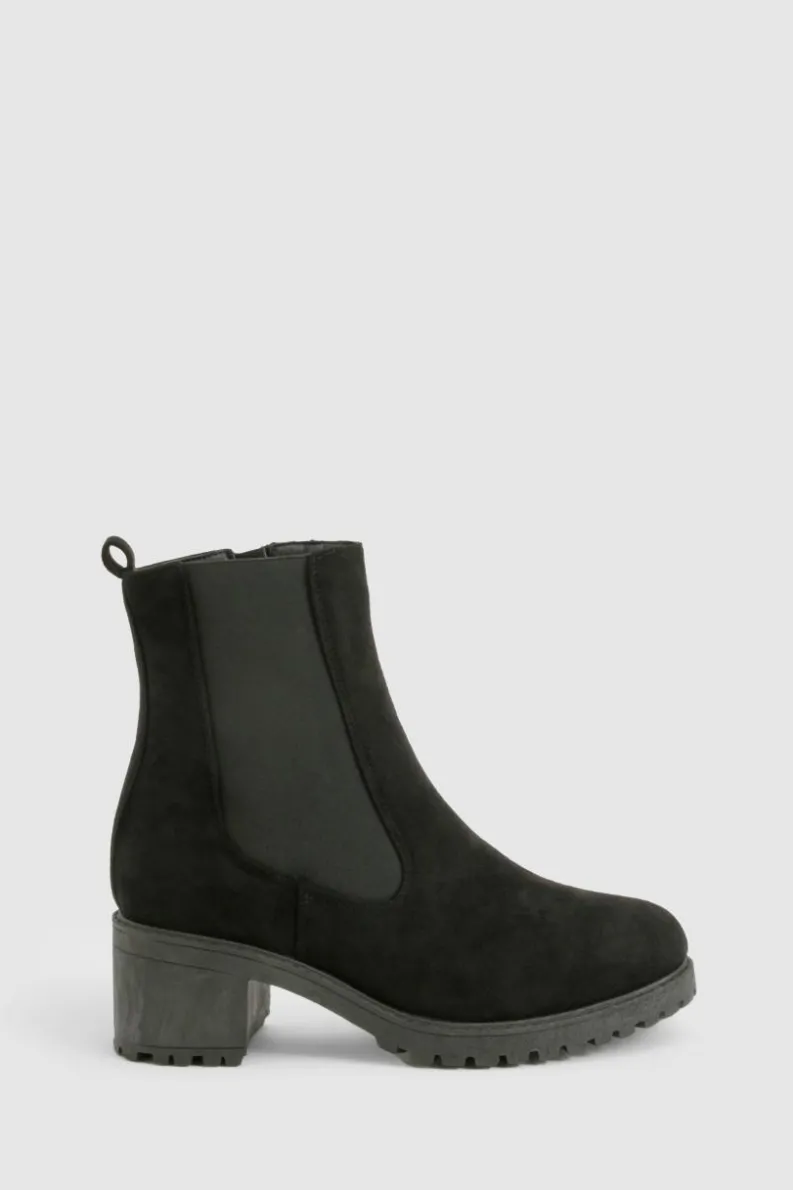 All Boots|Boots*boohoo Wide Fit Faux Suede Elastic Panel Tab Detail Chelsea Boots black