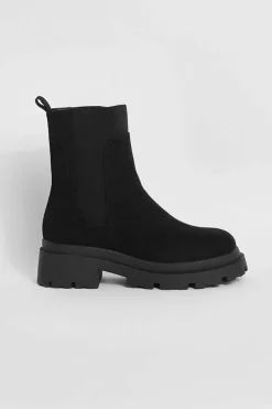 Heeled Boots|All Boots*boohoo Wide Fit Faux Suede Heeled Chelsea Boots black