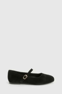 Ballet Flats|Flats*boohoo Wide Fit Faux Suede Mary Jane Ballet Flats black