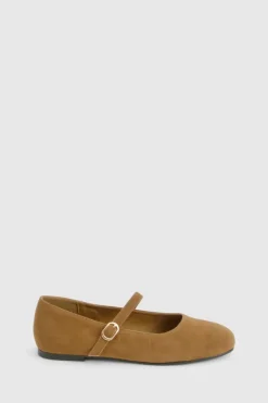 Ballet Flats|Flats*boohoo Wide Fit Faux Suede Mary Jane Ballet Flats tan