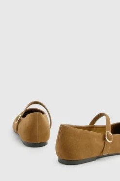 Ballet Flats|Flats*boohoo Wide Fit Faux Suede Mary Jane Ballet Flats tan