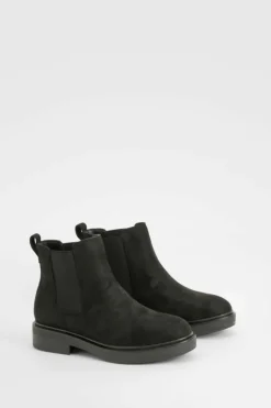 All Boots|Boots*boohoo Wide Fit Faux Suede Panel Detail Low Chelsea Boots black