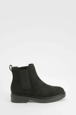 All Boots|Boots*boohoo Wide Fit Faux Suede Panel Detail Low Chelsea Boots black