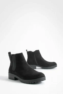 All Boots|Boots*boohoo Wide Fit Faux Suede Pull On Chelsea Boots black