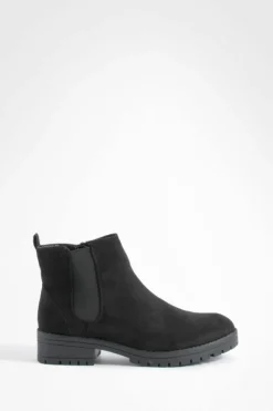 All Boots|Boots*boohoo Wide Fit Faux Suede Pull On Chelsea Boots black