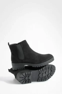 All Boots|Boots*boohoo Wide Fit Faux Suede Pull On Chelsea Boots black