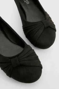 Ballet Flats|Flats*boohoo Wide Fit Faux Suede Twist Detail Ballet Flats black