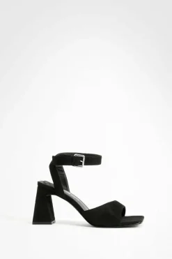 Heels*boohoo Wide Fit Flare Heel Two Part Heels black