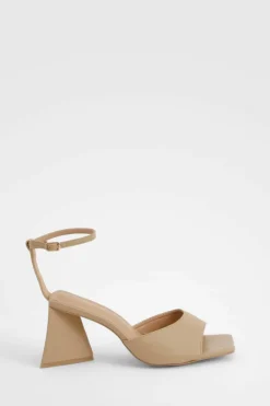 Heels*boohoo Wide Fit Flared Heel 2 Part Heeled Sandals nude
