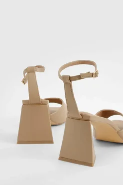 Heels*boohoo Wide Fit Flared Heel 2 Part Heeled Sandals nude