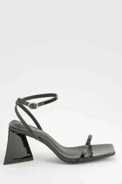Heels*boohoo Wide Fit Flared Heel Barely There Sandals black
